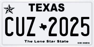 TX license plate CUZ2025