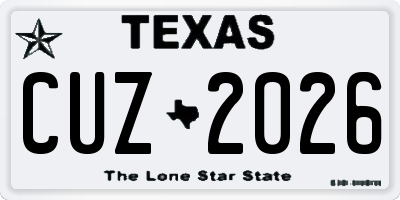 TX license plate CUZ2026