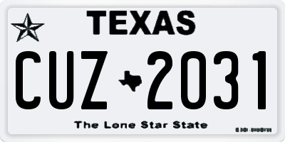 TX license plate CUZ2031