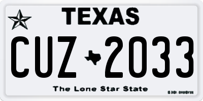 TX license plate CUZ2033