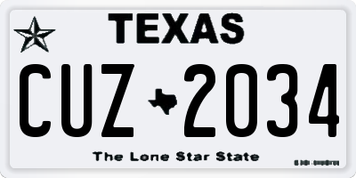 TX license plate CUZ2034