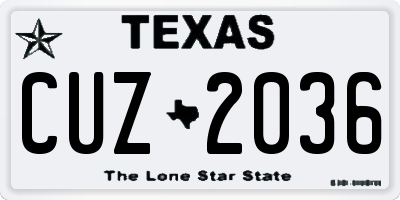 TX license plate CUZ2036