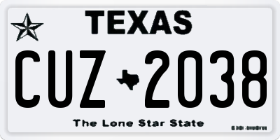 TX license plate CUZ2038
