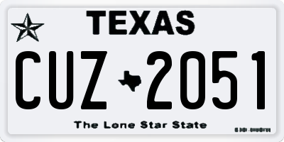 TX license plate CUZ2051