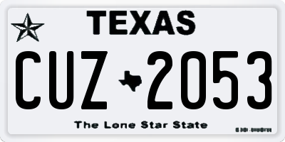 TX license plate CUZ2053