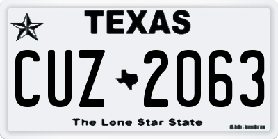 TX license plate CUZ2063