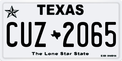 TX license plate CUZ2065