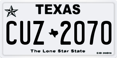 TX license plate CUZ2070