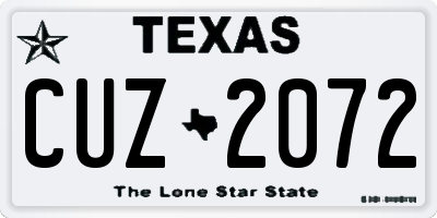 TX license plate CUZ2072