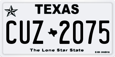 TX license plate CUZ2075
