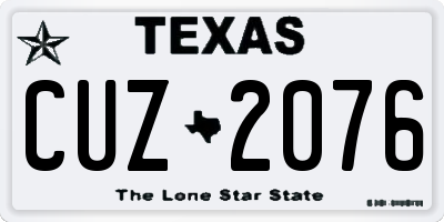TX license plate CUZ2076