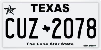 TX license plate CUZ2078