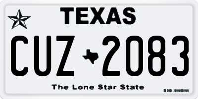 TX license plate CUZ2083