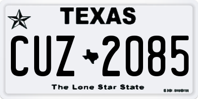 TX license plate CUZ2085