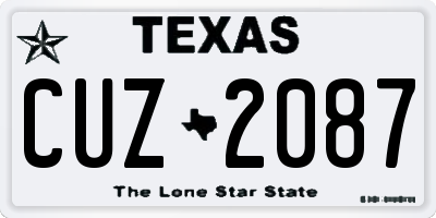 TX license plate CUZ2087