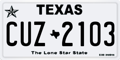 TX license plate CUZ2103