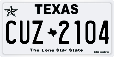 TX license plate CUZ2104