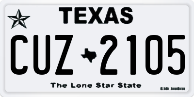 TX license plate CUZ2105