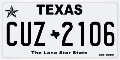 TX license plate CUZ2106