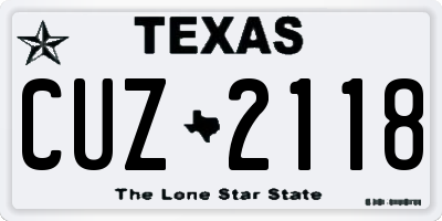 TX license plate CUZ2118