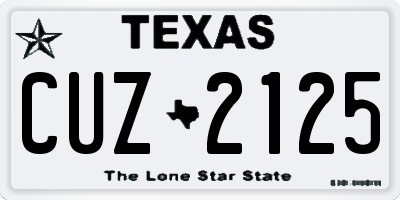 TX license plate CUZ2125