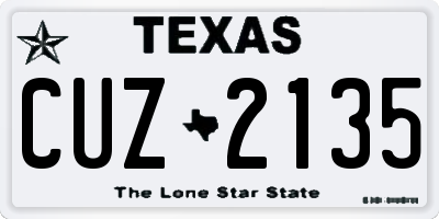 TX license plate CUZ2135
