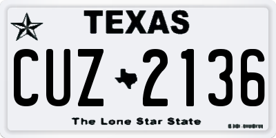 TX license plate CUZ2136