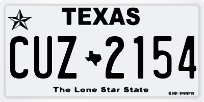 TX license plate CUZ2154