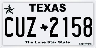 TX license plate CUZ2158