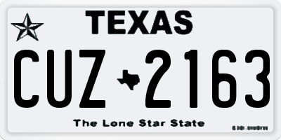TX license plate CUZ2163
