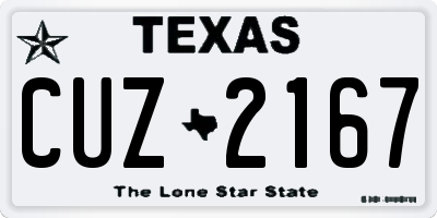 TX license plate CUZ2167