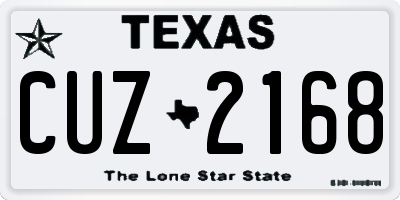 TX license plate CUZ2168