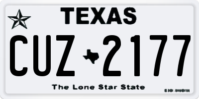 TX license plate CUZ2177
