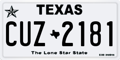 TX license plate CUZ2181