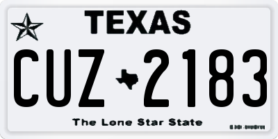 TX license plate CUZ2183