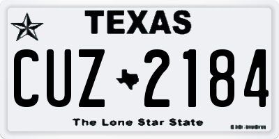 TX license plate CUZ2184