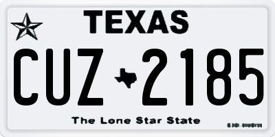 TX license plate CUZ2185