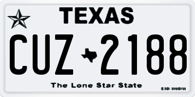 TX license plate CUZ2188
