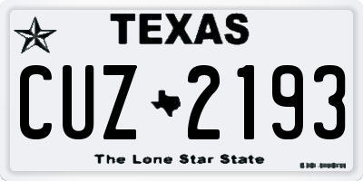 TX license plate CUZ2193