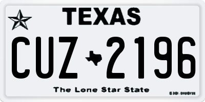TX license plate CUZ2196