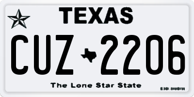 TX license plate CUZ2206