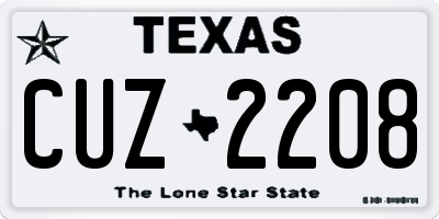 TX license plate CUZ2208