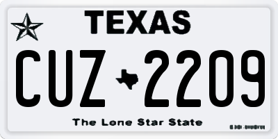 TX license plate CUZ2209