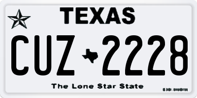 TX license plate CUZ2228