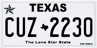 TX license plate CUZ2230