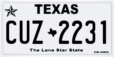 TX license plate CUZ2231