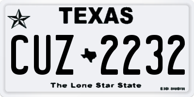 TX license plate CUZ2232