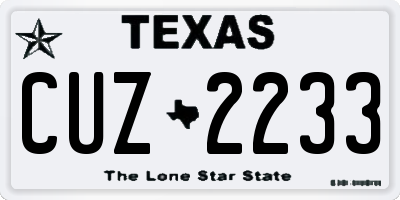TX license plate CUZ2233