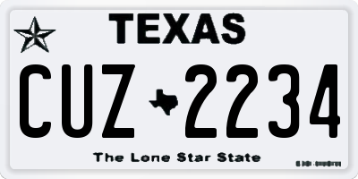 TX license plate CUZ2234