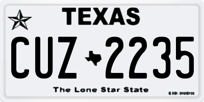 TX license plate CUZ2235